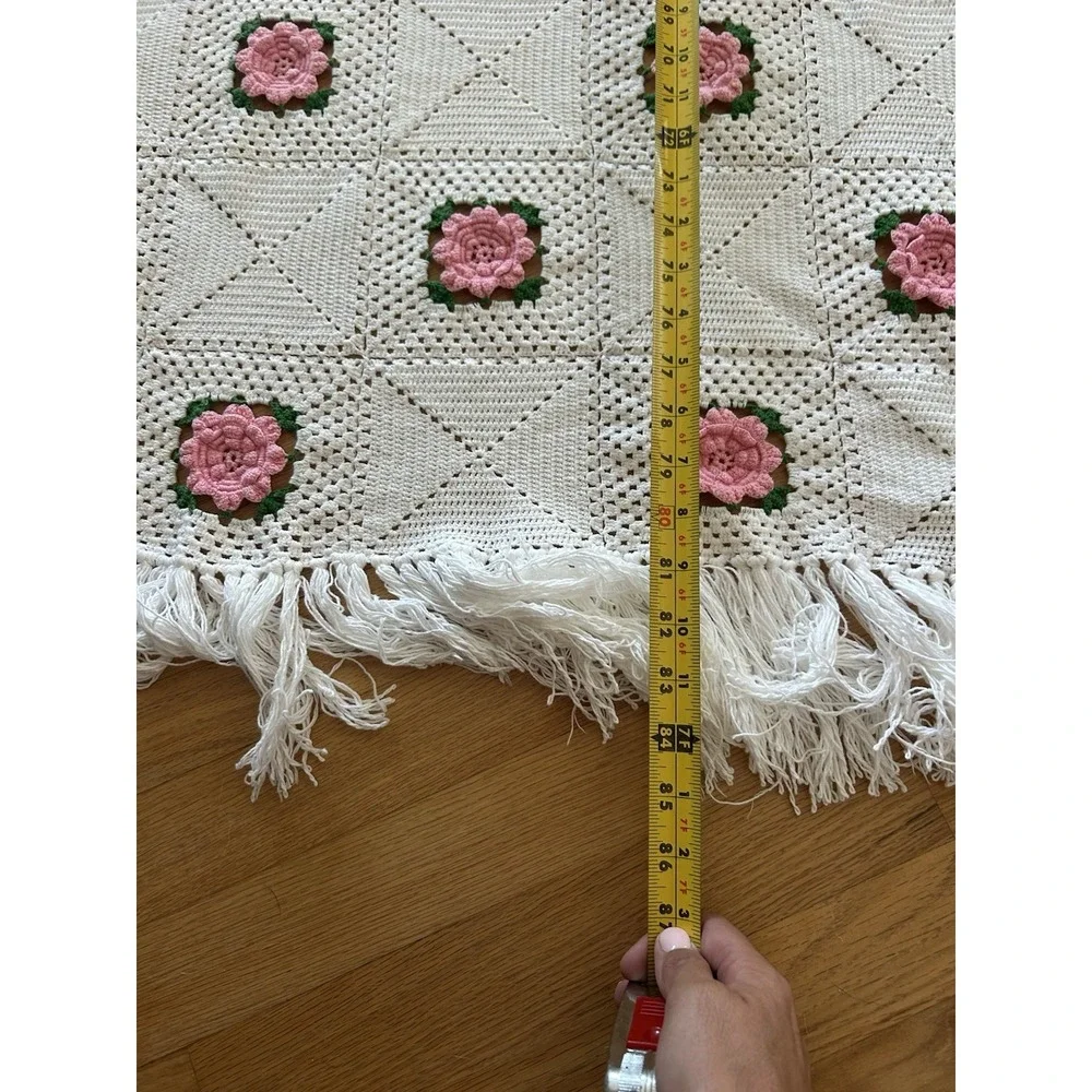 Vintage Granny Square‎ Afghan Crochet Twin Full Queen Handmade Blanket 83x72